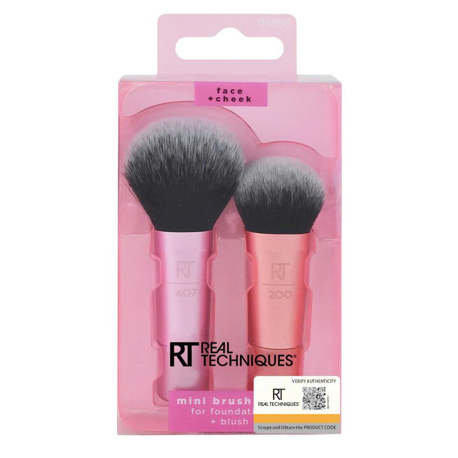 Bộ 2 Cọ Trang Điểm RT Real Techniques Mini Expert Face Multitask Foundation Blush Cheek 01858